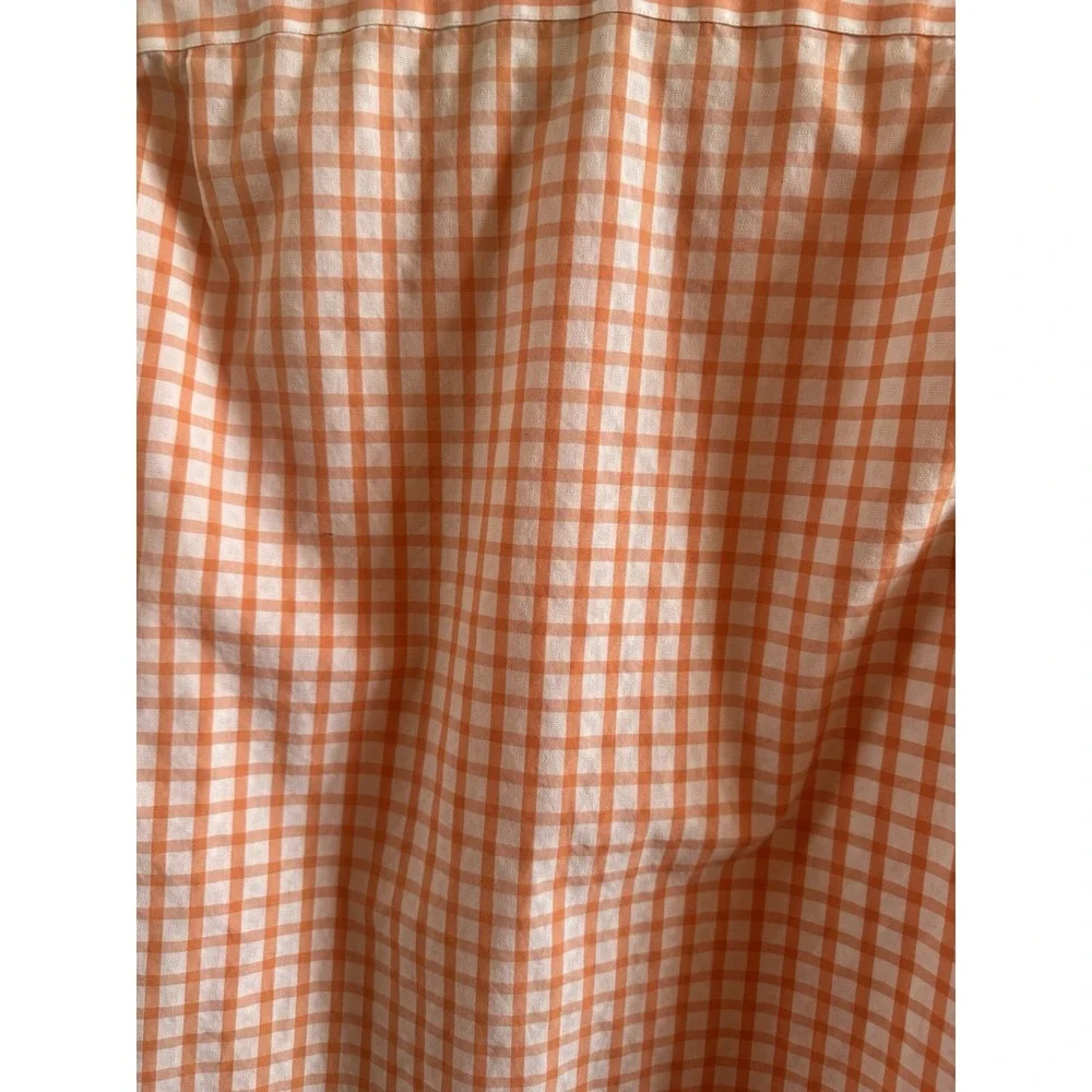 Banana Republic Vintage Orange Gingham Men's Slim Non Iron 16-16 I/2 34-35 Shirt